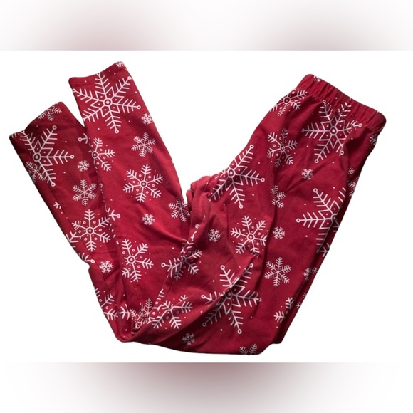 No Boundaries Red Snowflake Leggings Size Small - Picture 2 of 3